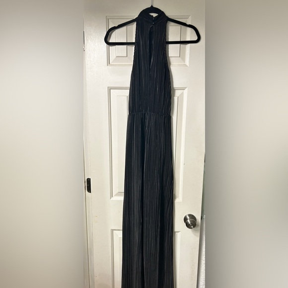 21 Saints Black Pleated High Neck Plisse Jumpsuit Size Small - Picture 8 of 8